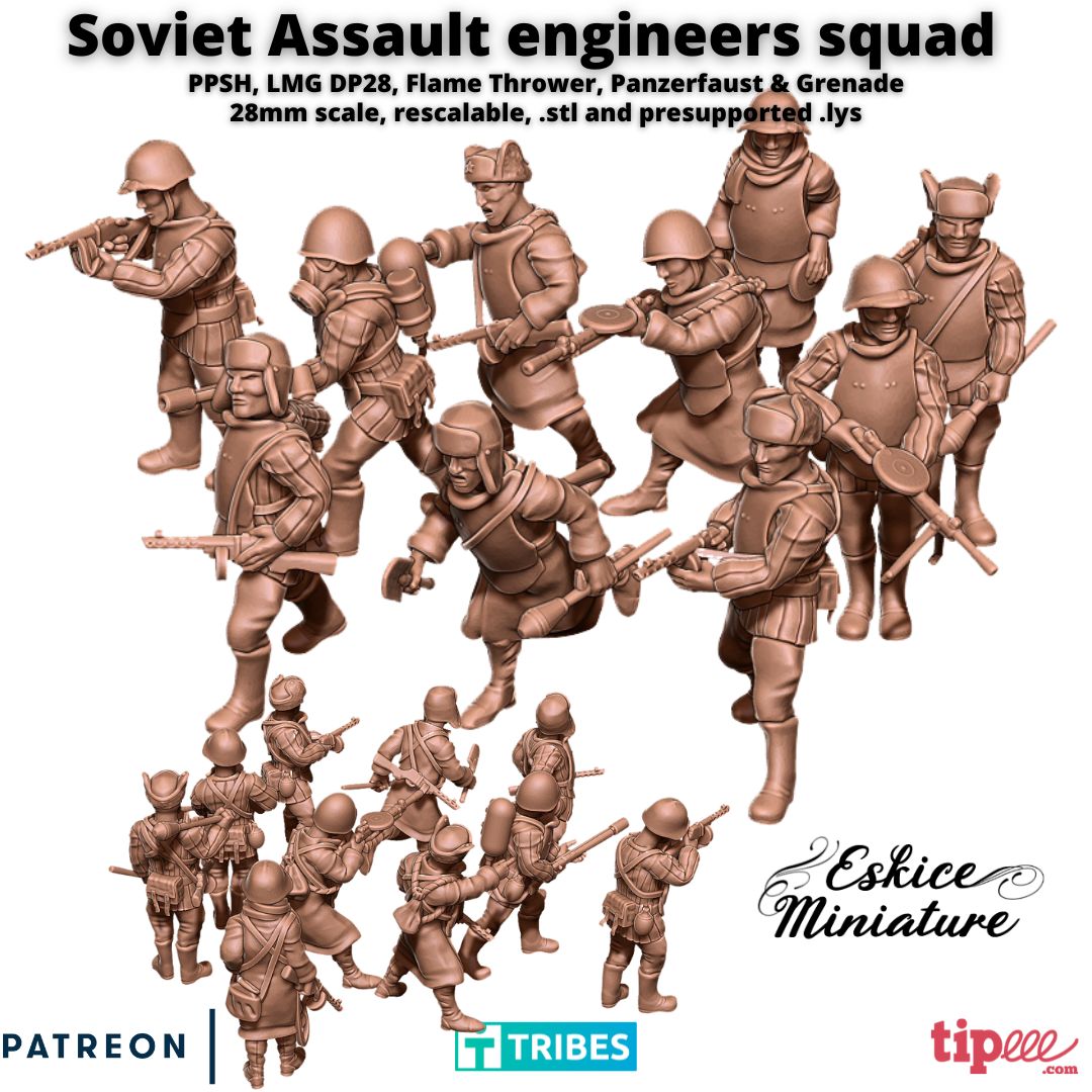 Soviet Assault engineers squad - 28mm by Eskice Miniature