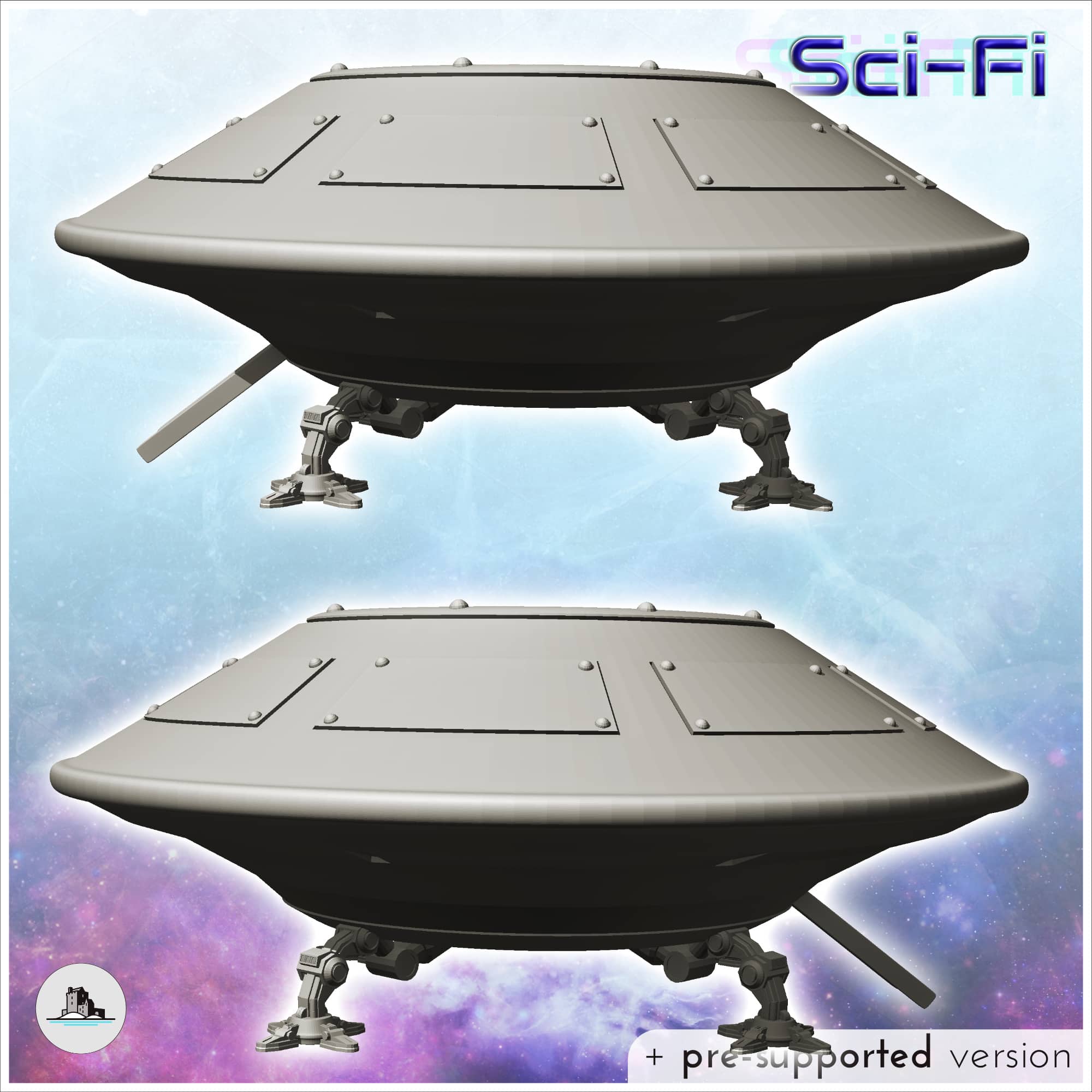 Alien flying saucer on legs with open access ramp (4) by