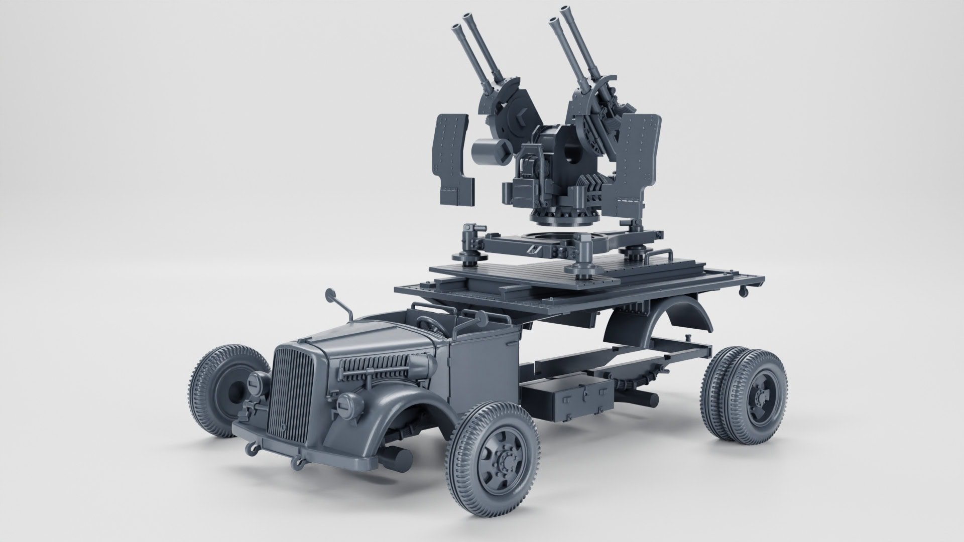 Opel Blitz with 20mm Flakvierling 38 AA Gun + 1 gunner