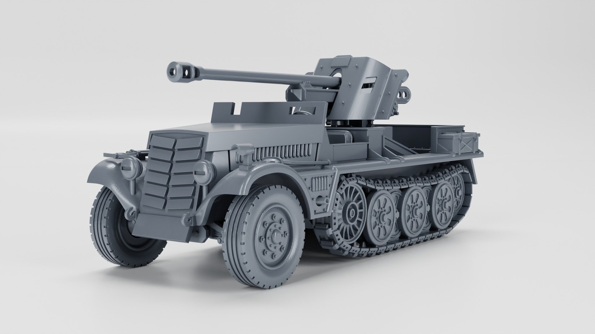 Half-track Sd.Kfz.10/5 with armor and 5cm PAK 38 + Crewmen