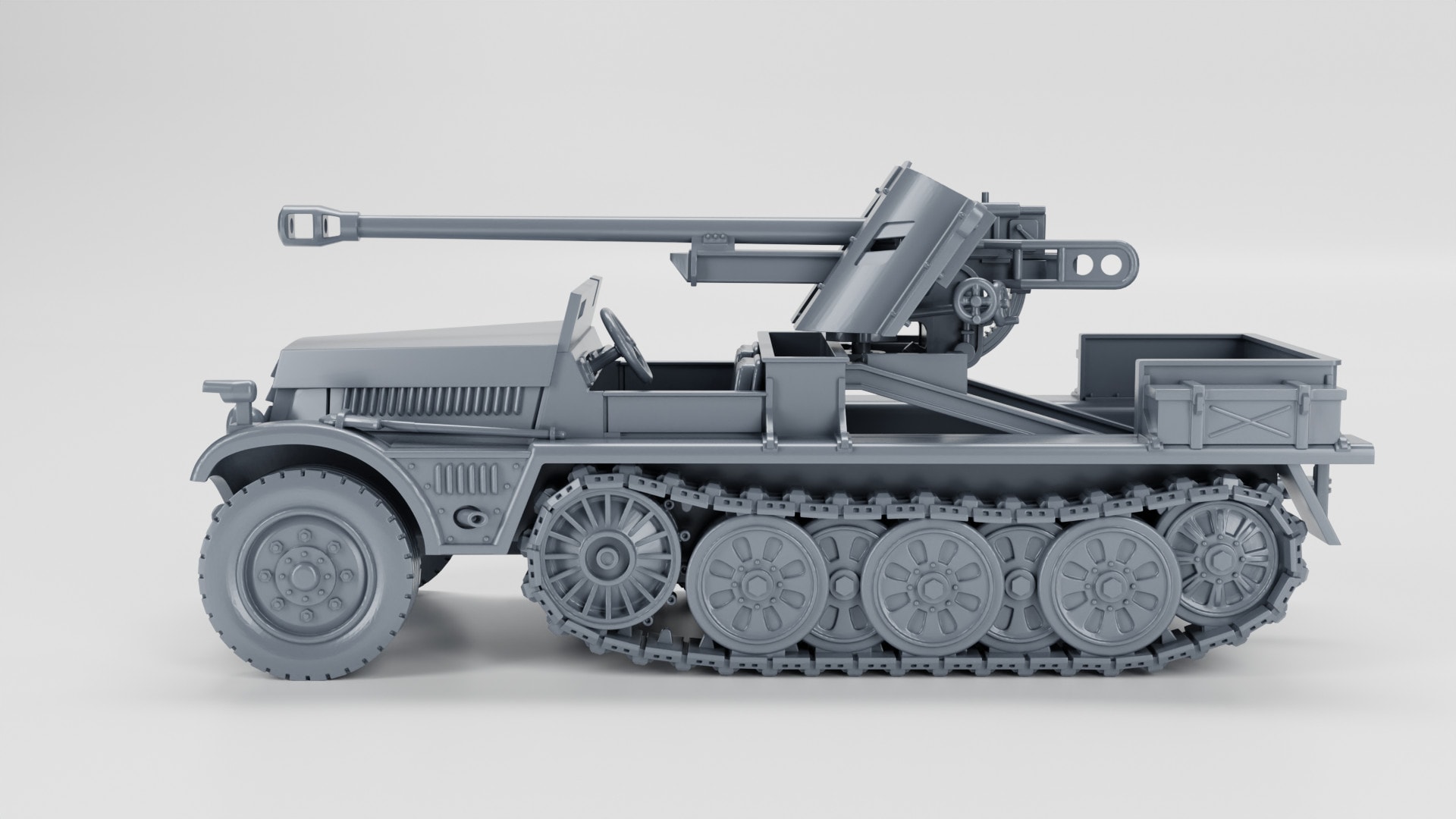 Half-track Sd.Kfz.10/5 with armor and 5cm PAK 38 + Crewmen